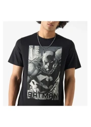 SP Characters Batman Print Crew Neck T-shirt with Short Sleeves