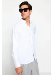  Collection White Regular Fit Embroidery Detailed Easy-Iron Smart Shirt Tmnaw24Go00089