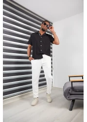 JACK CAPRİO High Quality Patterned Lycra Men's Jogger Pants - Double Leg, White