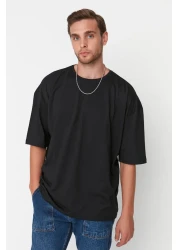  Collection Black Oversize Crew Neck Short Sleeve T-Shirt - TMNSS22TS0317