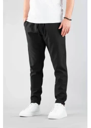 bombe Men's Black Comfortable Boyfriend Elastic Waist Drawstring Cotton Jogger Pants