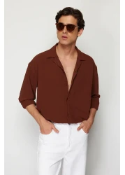  Collection Apaş Collar Oversize Summer Linen Look Shirt - TMNSS23GO00053