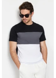  Collection تي شيرت قطني أسود بألوان متعددة - مقاس عادي TMNSS24TS00076