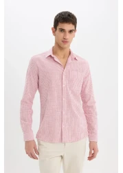 Defacto قميص مخطط بأكمام طويلة وياقة بولو مقاس حديث E5046AX25SM