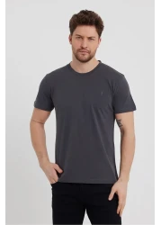 COMBİNE MİCHAİL Standard Pattern Basic Crew Neck 5-Piece T-shirt Pack with Embroidery Detail