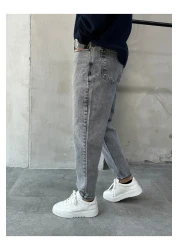 DİFRANSEL Men's Comfortable Fit Gray Boyfriend Pants