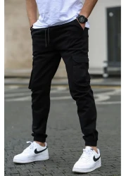 Madmext Men's Black Cargo Pocket Pants 5447
