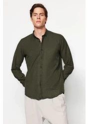  Collection قميص شتوي أخضر بقصة ضيقة - ياقة بأزرار TMNAW20GO0094