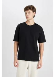 Defacto Boxy Fit Crew Neck Cotton Short Sleeve Basic Solid T-Shirt E0221Ax24Au