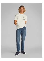 Calvin Klein تي شيرت كالفن كلاين رجالي أبيض بأكمام قصيرة ورسومات مربعة