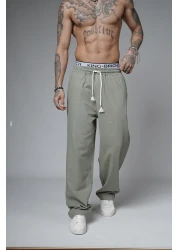 Butik Trend Biz Baggy Fit Lycra-Free Linen Fabric Men's Trousers with Elastic Waist and Drawstring