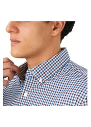 Giordano Men's Cotton Oxford Shirt - Small Lion Embroidery, Slim Fit, Full Button