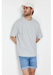  Collection تي شيرت رمادي كبير الحجم بأكمام قصيرة - TMNSS22TS00049