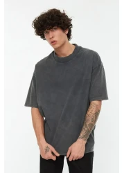  Collection Anthracite Color Oversize Printed Cotton T-Shirt - Tmnss22Ts0417