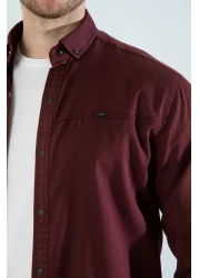 YXC Trend Maker Men's Blue Slim Fit Slim Fit Pocketless Denim Shirt