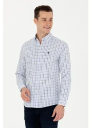 U.S. Polo Assn. قميص أزرق منقوش للرجال 50279453 -VR036