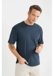 Defacto 100% Cotton Boxy Fit Crew Neck Basic Plain Short Sleeve T-Shirt D7481Ax25Sp