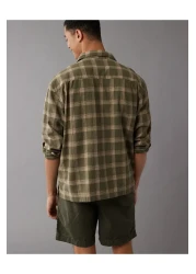 American Eagle قميص ميكانيكي من AE Linen-Blend U-2512-6257-380 - U-2512-6257-380 موديل ميكانيكي