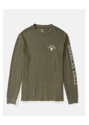 American Eagle تي شيرت AE Logo Graphic Theraml - كم طويل U-1182-3132