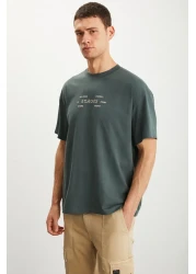 GRIMELANGE تي شيرت RAMADANP017 رجالي 100% قطن برقبة دائرية مطبوع باللون الأخضر