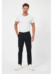 TheSeason بنطال تشينو مرن من القطن الجبردين الأسود للرجال