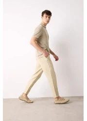 Defacto 100% Cotton Summer Jogger Pants Regular Fit Regular Cut Linen Look Straight Leg with Pockets B4138Ax25S
