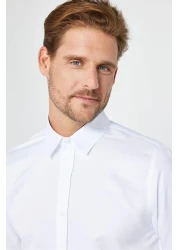 Tudors Slim Fit Long Sleeve Easy Ironing Sweat Absorbing Breathable Texture Tie Four Seasons White Men's Shirt