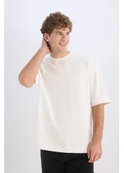 Defacto Loose Fit Crew Neck Short Sleeve Heavy Fabric Basic Plain T-Shirt B4844Ax25Sp