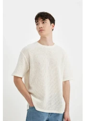 Defacto تي شيرت مريح ذو قصة مريحة ورقبة دائرية وأكمام قصيرة C2726ax24sm