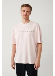 Avva تي شيرت رجالي مطبوع برقبة دائرية وردي اللون مصنوع من القطن بنسبة 100% A41y1157