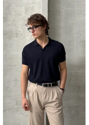 HYMAN تي شيرت تريكو بياقة بولو قطنية كبيرة الحجم للرجال