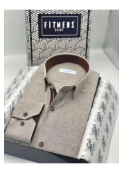 Fitmens Classic Long Sleeve Linen Cotton Gift Boxed Men's Shirt Fs- 001261 - Beige