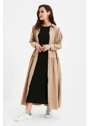  Modest فستان محبوك من القطن 100% باللونين الأسود والبيج الفاتح حزمة من قطعتين - TCTAW22UK0110