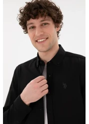 U.S. Polo Assn. قميص أساسي أسود بأكمام طويلة للرجال 50296777 -VR046