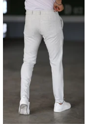 Bürke Men's Stone Color Italian Cut Quality Flexible Lycra Ankle Length Fabric Trousers