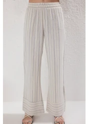  Modest Beige Striped Linen Wrap Shirt and Pants Convergence Tctss25Us00026