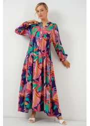 Bigdart 2423 Authentic Patterned Hijab Dress - A.Pudra