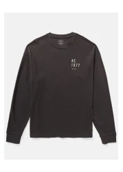 American Eagle AE Oversized Long-Sleeve Elevated Logo Graphic Thermal T-Shirt