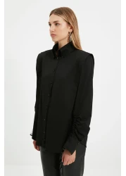  Collection Sagaza Studio Poplin Black Shirt - Drawstring Detail, Woven TPRAW22GO1191