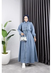 HARMAN BUTİK فستان نسائي بخصر مطاطي وتفاصيل جيب