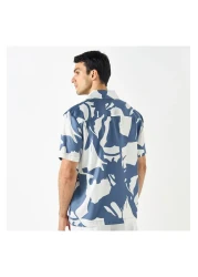 Iconic Regular Fit Printed Shirt With Camp Collar And Short Sleeves