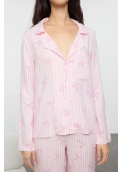  Collection Light Pink Ribbon/Bow Viscose Woven Pajamas Set Thmaw21Pt0936