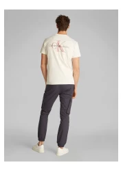 Calvin Klein تي شيرت رجالي أبيض منقوش بشعار واحد