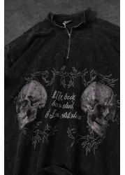 Slatra Men's Anthracite Still Alive Special Washed Fabric Oversize Tshirt