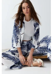  Collection Indigo Patterned Kimono and Trousers Set - Twoss24Au00083
