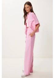 Lovelyİstanbul Crinkle Effect Jacket Pants Suit Dark Pink Ldp0053