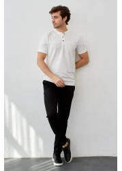 RAVANELLI تي شيرت رجالي عصري ذو قصة ضيقة وياقة واقفة