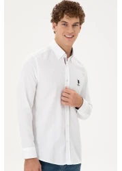 U.S. Polo Assn. قميص أبيض بأكمام طويلة للرجال 50296687 -VR013