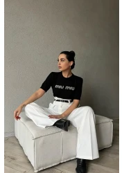 asur boutique تي شيرت Asur Boutique النسائي ذو الحجم القياسي المزخرف بالألماس