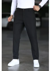 Bürke Men's Black Color Italian Cut Slim Fit Quality Fabric Trousers